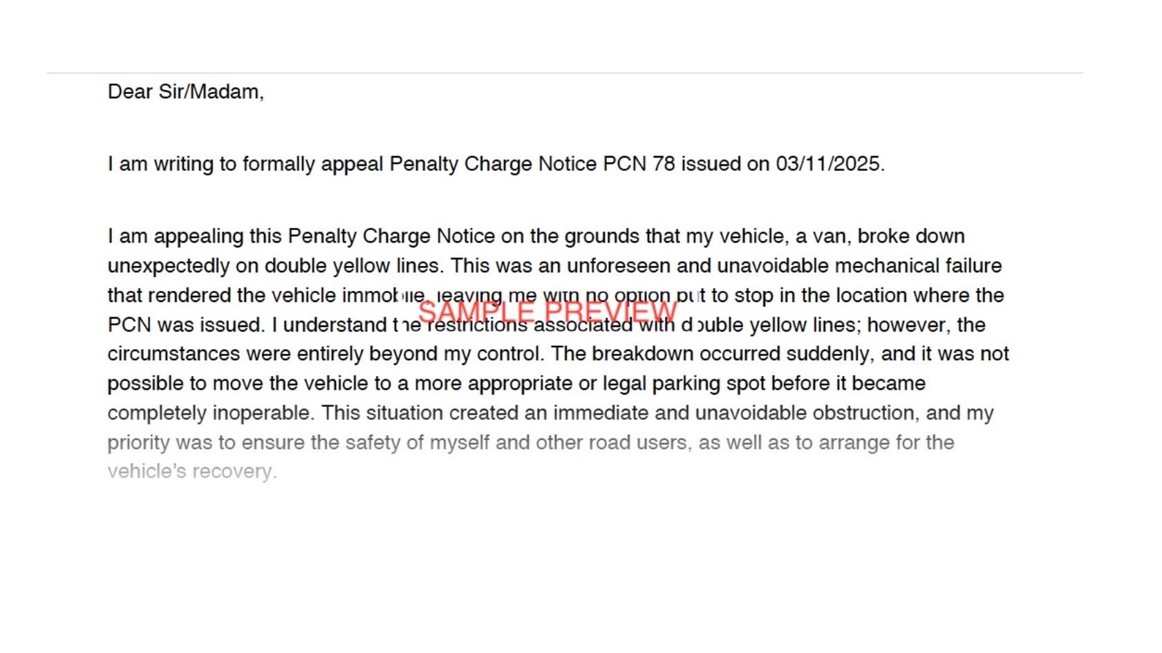 READY-TO-SEND Fast, Personalised PCN Appeal Letter